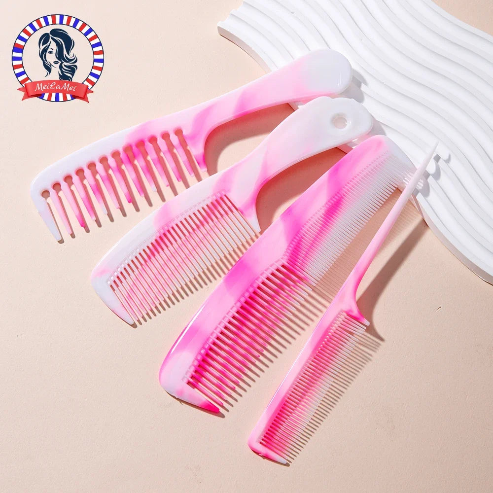 Set 4 Peignes Cheveux Couleur Bonbon - Peigne Large Dents Fines Queue Souris Double Tête | Multifonction