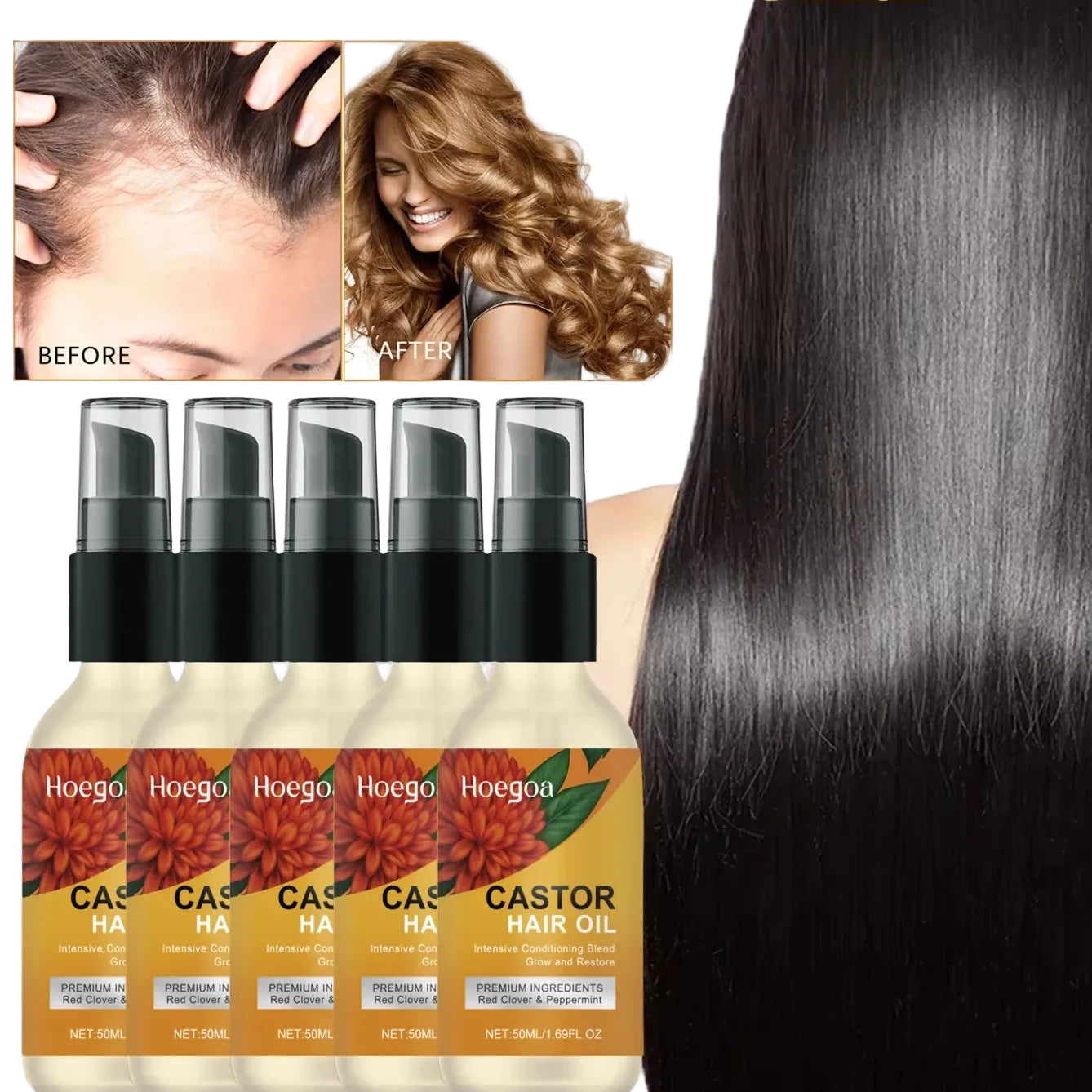 Huile Essentielle Ricin Dense 50ml - Anti-Chute Réparation Cheveux Soin Nourrissant