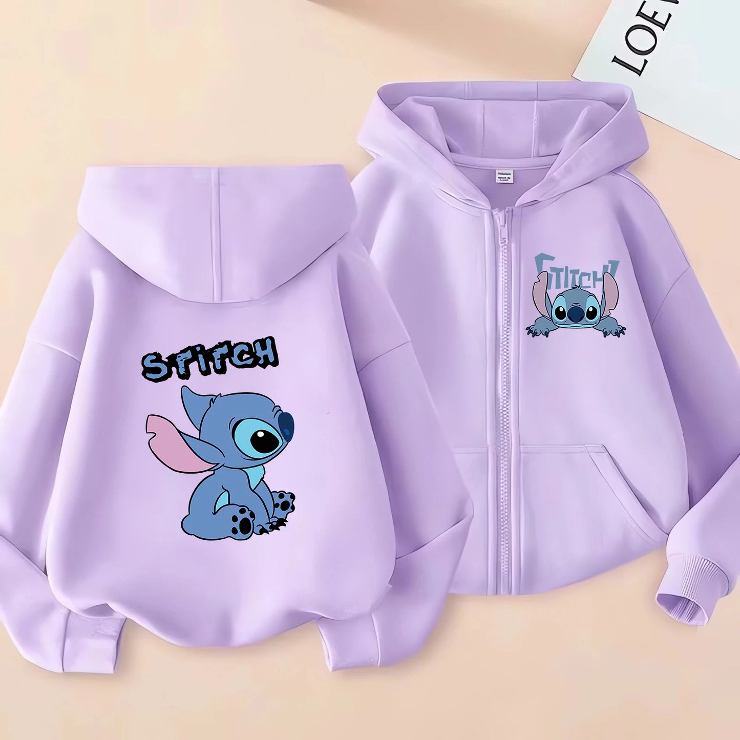 Sweat à Capuche Zippé Enfant Stitch Disney - Veste Hoodie Lilo & Stitch Casual Garçon Fille
