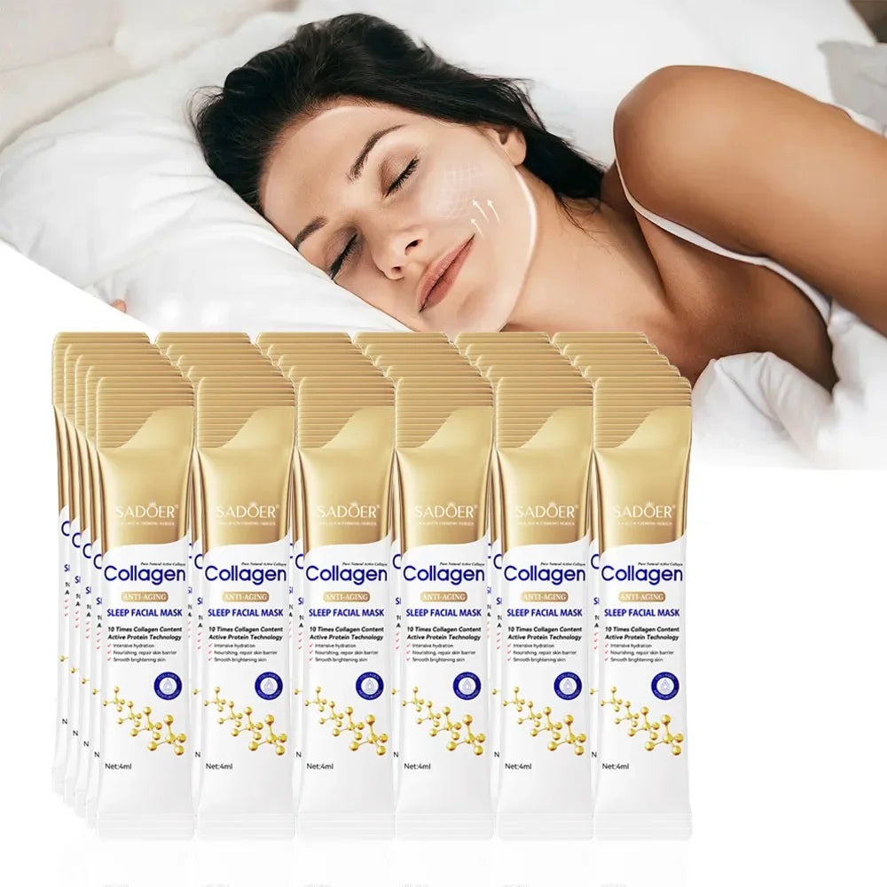 SADOER Masques Visage Nuit Collagène 30pcs - Hydratants Illuminateurs Raffermissants Soin Peau Sleeping Mask