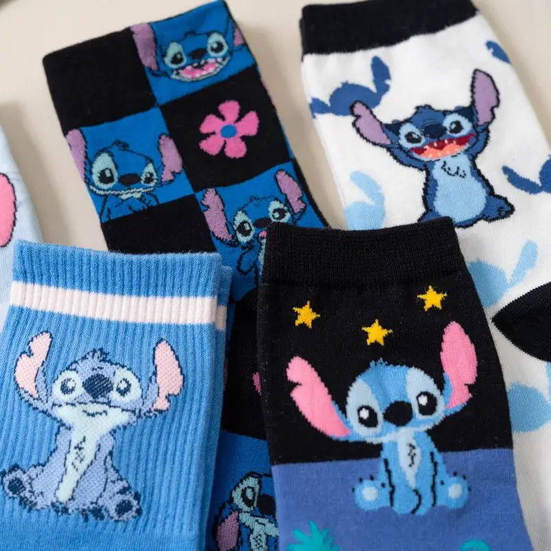 Lot 5 Paires Chaussettes Stitch Disney Ado - Socquettes Coton Mode Tendance