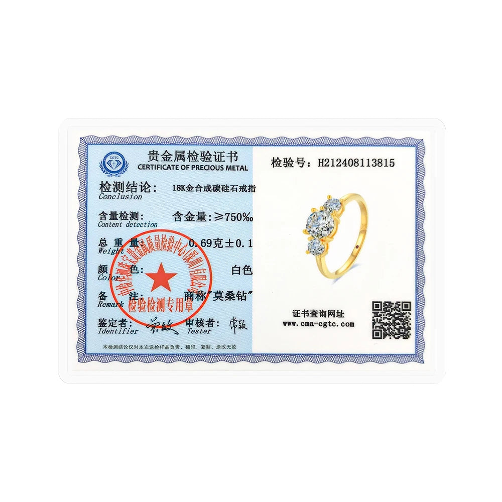 Bague Moissanite 2CT Or 18K Femme - Bague Mariage Fiançailles Anniversaire Luxe