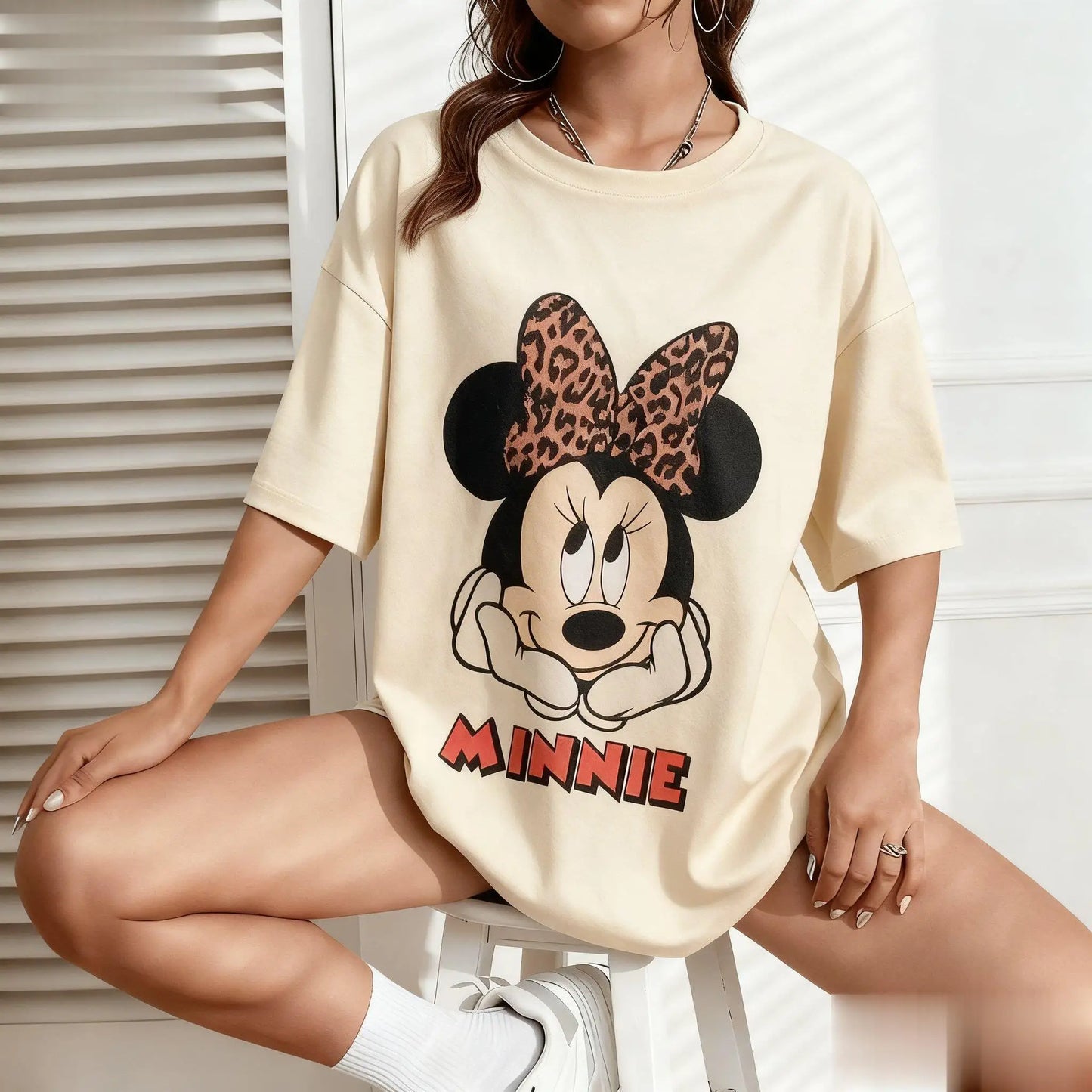 T-Shirt Disney Minnie Mouse Graphique - Vintage Cartoon Streetwear Loose Casual Unisexe Été