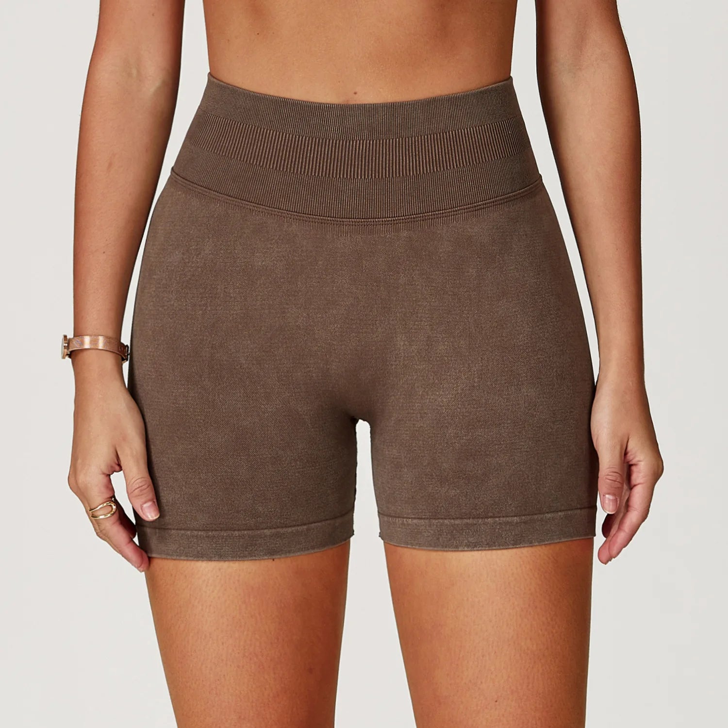 Short de Yoga Taille Haute Femme – Nylon Elasthanne, Sans Coutures, Gainant