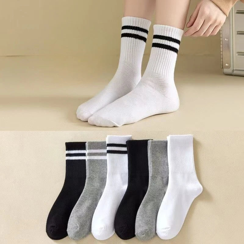 6 Paires Chaussettes Sport mixte - Chaussettes Rayées Coton Absorbantes | Printemps Été Décontractées