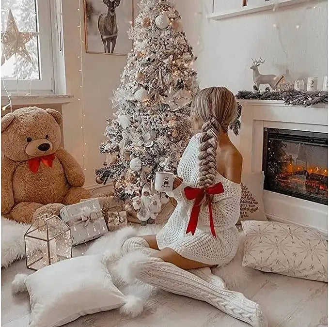 Chaussettes Montantes Longues Tricotées Femme Hiver 2025 - Over Knee Chaudes Sexy