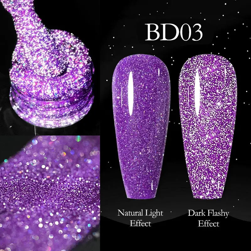 Vernis Gel Ongles Paillettes Réfléchissantes VENALISA - Néon Couverture Complète UV Manucure Nail Art