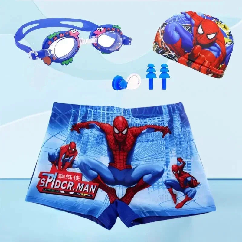 Short de Bain Garçon Spiderman + Casquette + Lunettes - Ensemble 3 Pièces