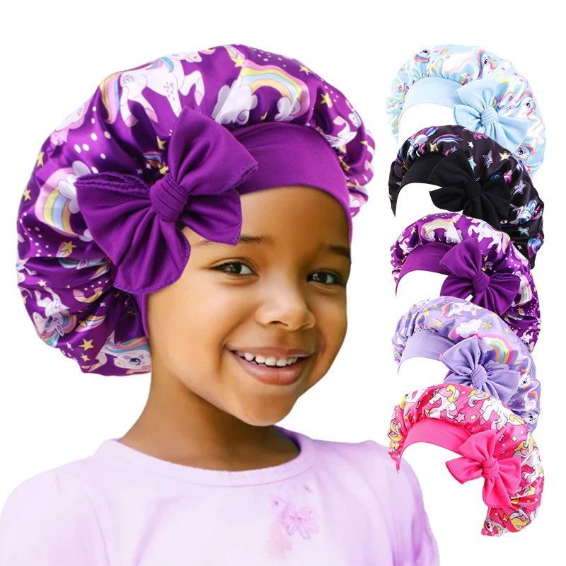 Bonnet Licorne Enfant Coloré - Chapeau Sommeil Élastique Ruban Bébé
