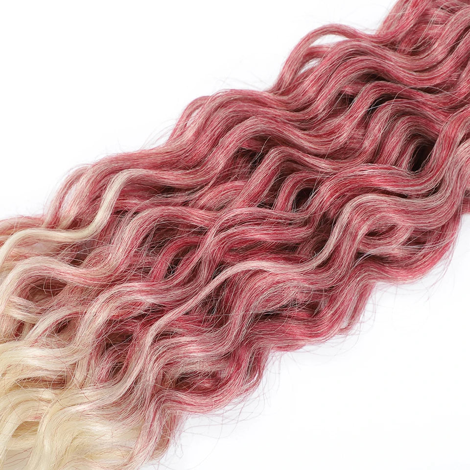 Extension Tresses Hawaii Curly Ocean Wave - Mèches Crochet Synthétiques Afro Bouclées Ombré Rose Water Wave