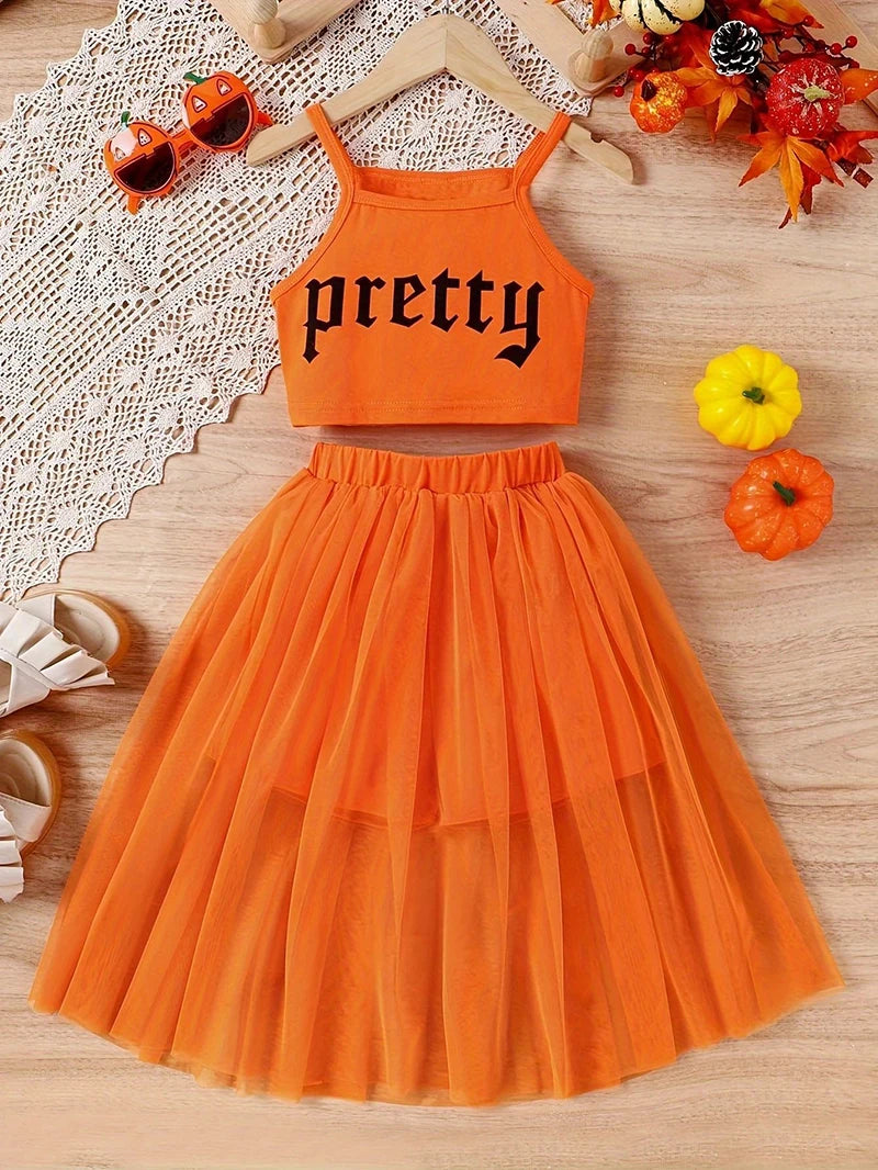 Ensemble Fille Ado Top Coton + Jupe Tulle Été