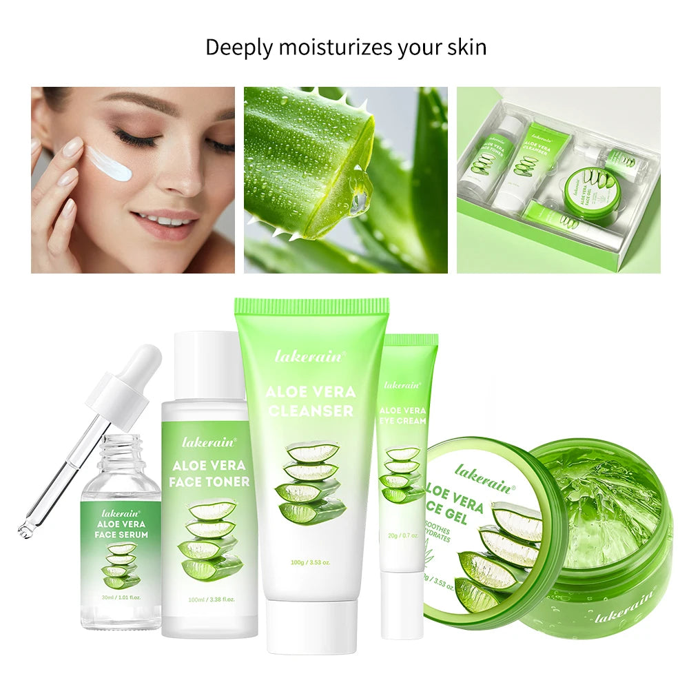 Coffret Soin Visage Aloe Vera Multi-Soins - Hydratation Profonde Nourrissant Éclaircissant Illuminateur Peau Douce