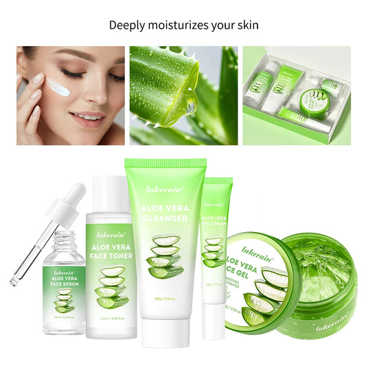 Coffret Soin Visage Aloe Vera Multi-Soins - Hydratation Profonde Nourrissant Éclaircissant Illuminateur Peau Douce
