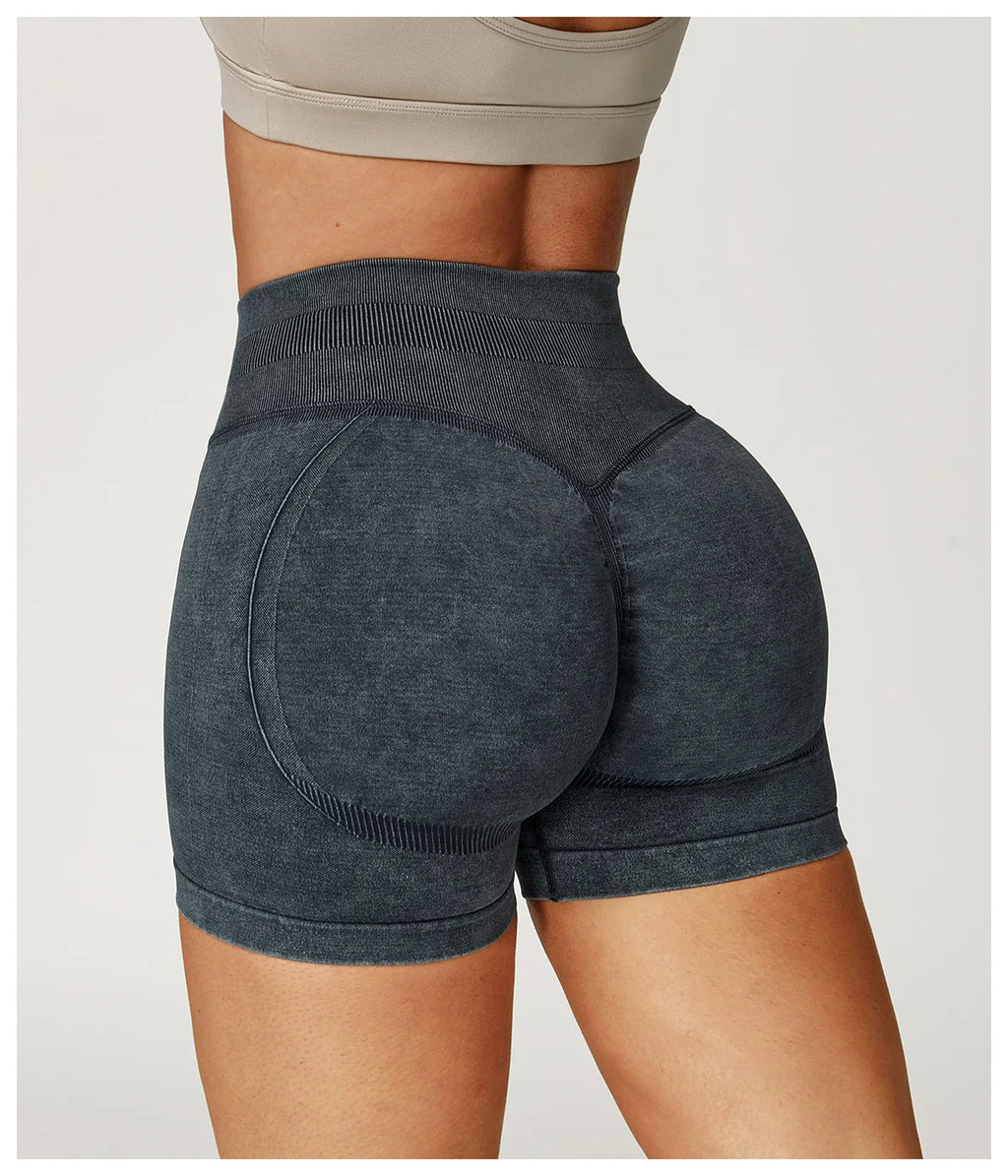 Short de Yoga Taille Haute Femme – Nylon Elasthanne, Sans Coutures, Gainant