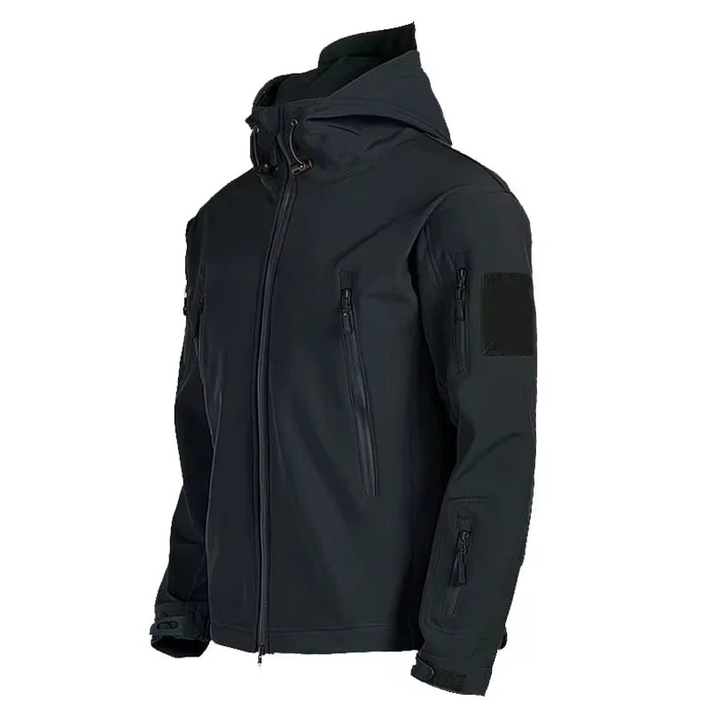 Veste Homme Shark Skin Softshell - Tactique Imperméable Coupe-Vent à Capuche Armée Bomber