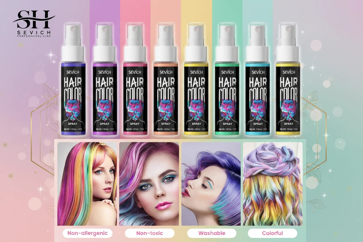 Spray Colorant Cheveux Temporaire - Teinture Longue Tenue Cheveux Barbe Coloration Éphémère Crème Coiffage