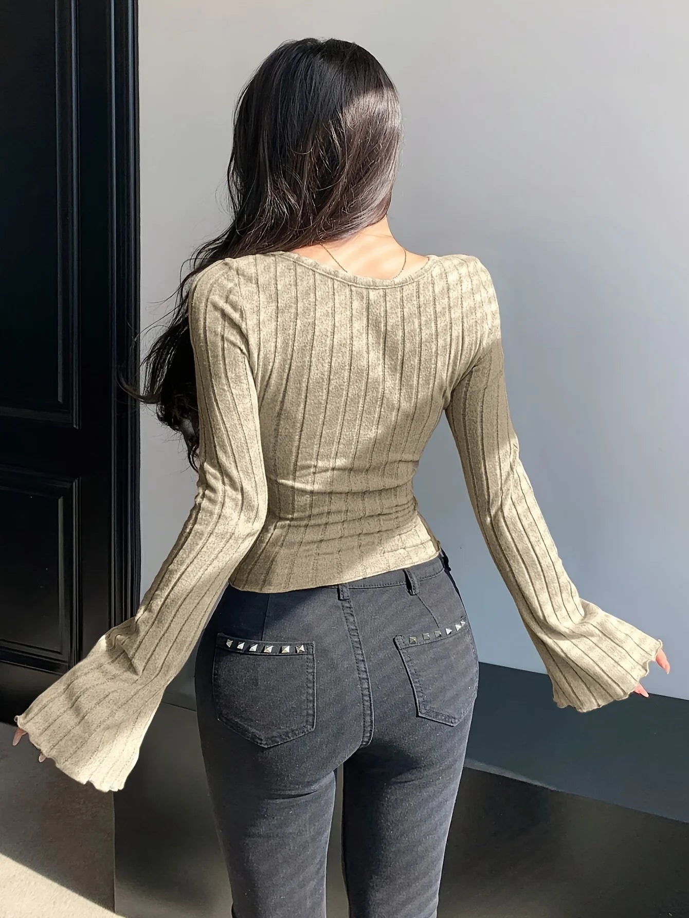 T-Shirt Femme Tricot Col Carré Bretelles - Automne Hiver