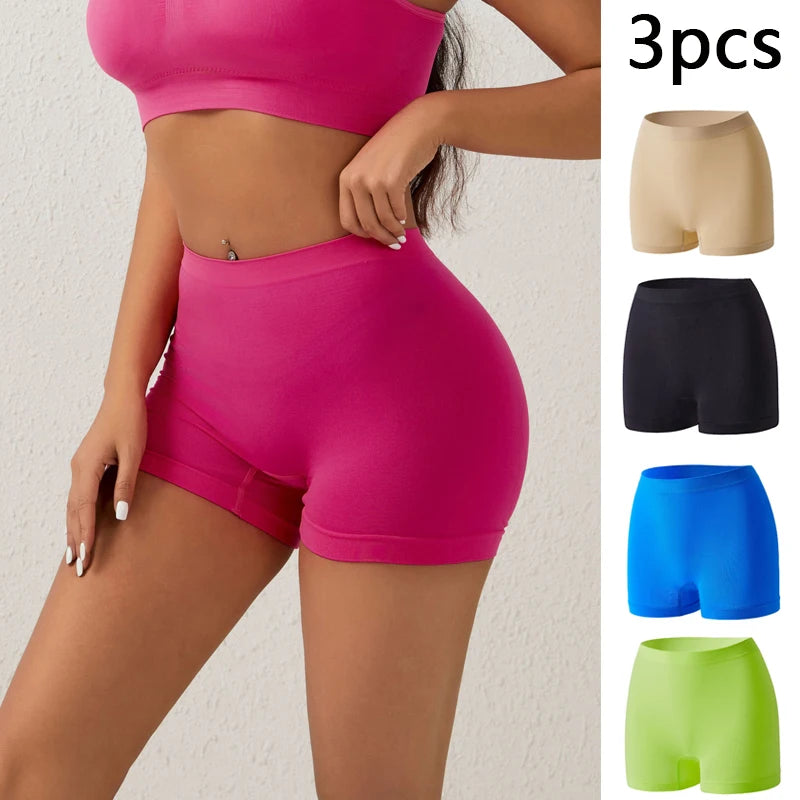 Lot de 3 Culottes Femme Taille Haute Seamless - Shorty Anti-Frottement Gainant Sport
