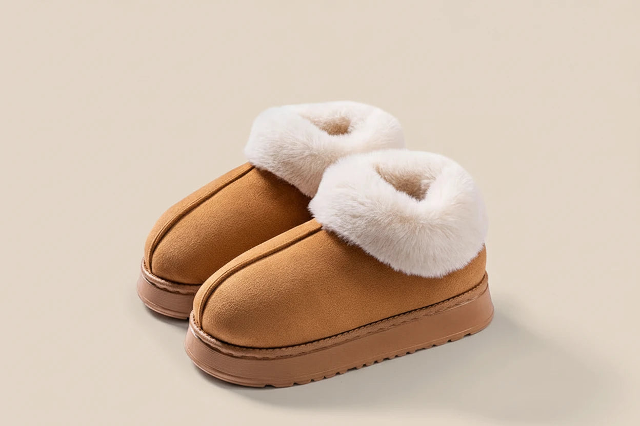 Chaussons Bottes Neige Femme Homme - Pantoufles Peluche Fourrure Chaudes Hiver Intérieur Confort