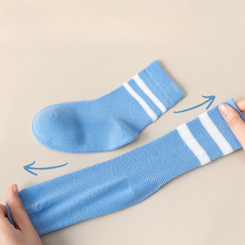 Lot Chaussettes Blanches Enfant - Socquettes Coton Mesh Respirantes Mi-Mollet Été Sport