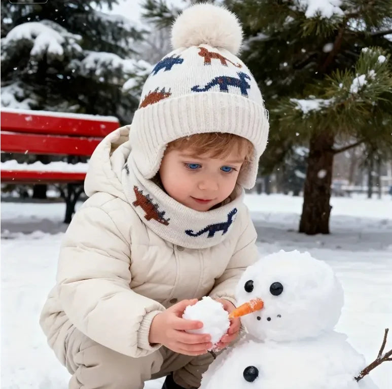 Ensemble 2 Pièces Bonnet et Écharpe Chaud pour Bébé - Hiver Automne Garçon Fille