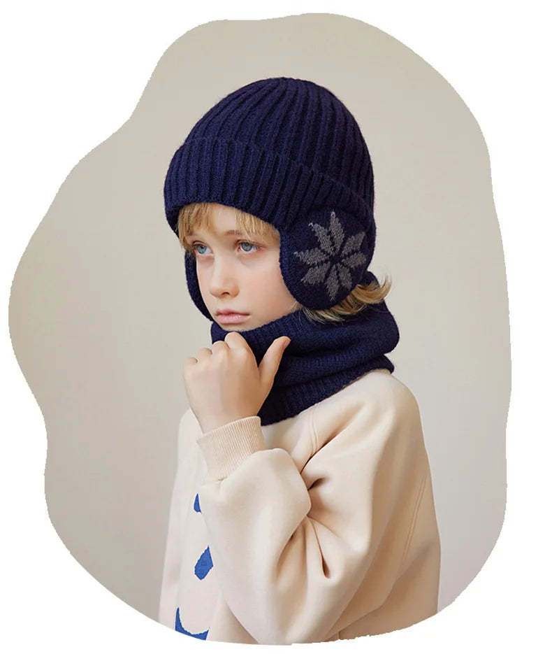 Ensemble 2 Bonnets Tricotés Enfant Doublure Polaire - Chapeau Écharpe Hiver 4-10 Ans