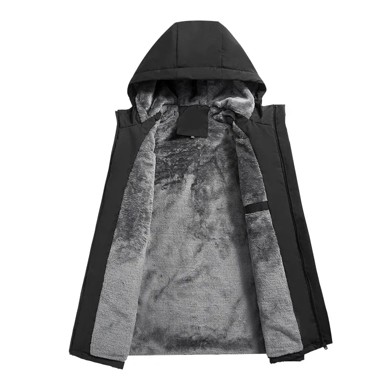 Veste Homme Aviateur à Capuche - Polaire Épaisse Chaude Outdoor Randonnée Chasse Workwear Automne-Hiver