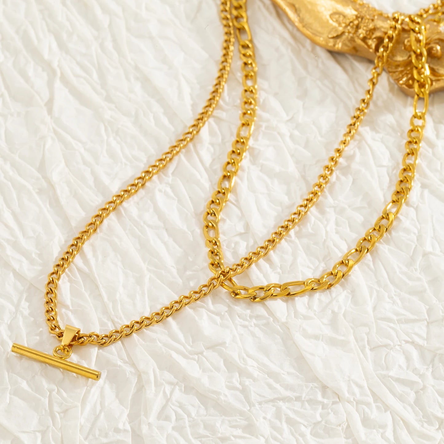 Collier Femme Layered Minimaliste Double Chaîne - Acier Or 18K Hypoallergénique