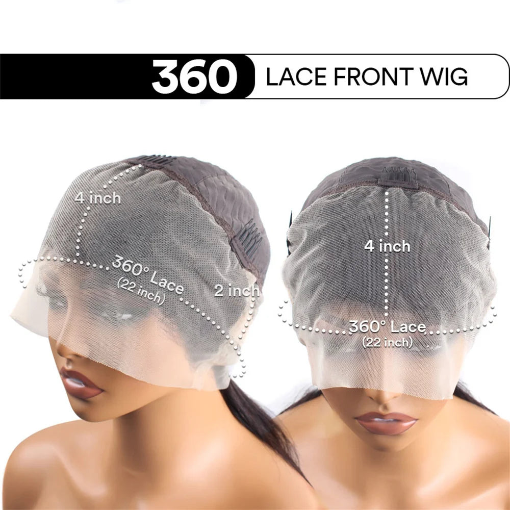 Perruque 360 HD Lace Front Body Wave Densité 250% - Cheveux Naturels Lace Frontal Transparent Pré-Plumée