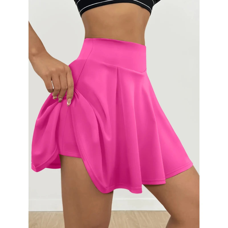 Jupe Plissée Femme Taille Haute - Jupe Courte Confortable Couleur Unie Casual