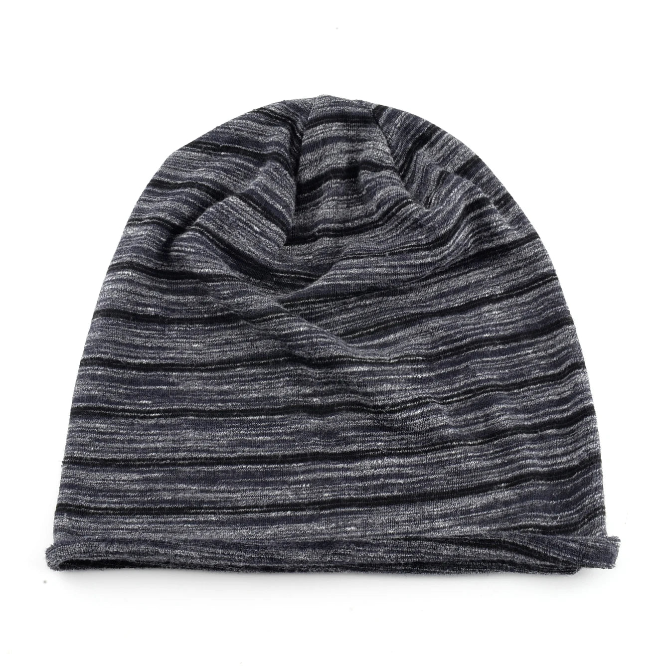 Bonnet Slouchy Rayé Élastique Mixte - Tricot Léger Printemps Automne Grande Tête