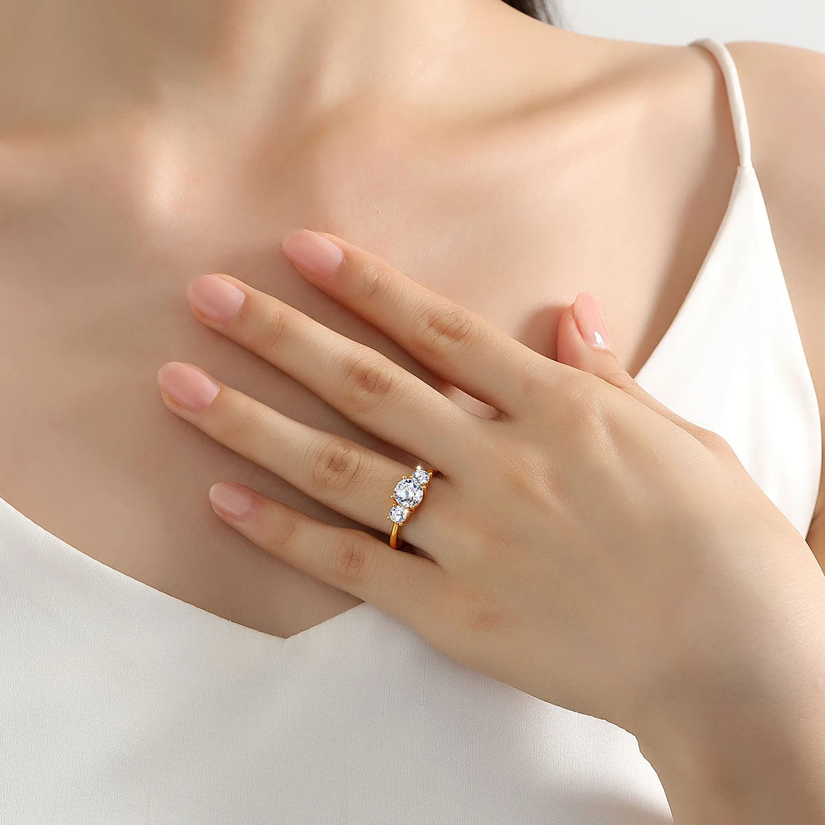 Bague Moissanite 2CT Or 18K Femme - Bague Mariage Fiançailles Anniversaire Luxe