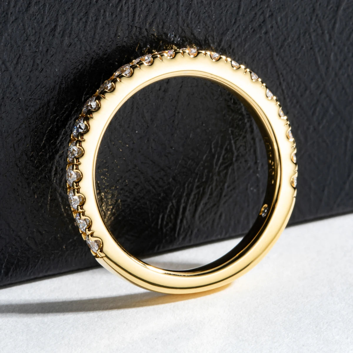 Bague Moissanite 1.9MM Femme - Anneau Plaqué Or 18K Couleur Jaune Mariage