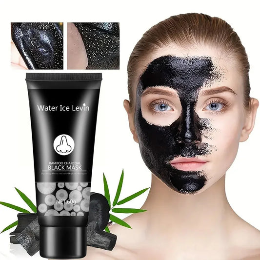 Masque Boue Noire Charbon Bambou Peel-Off - Nettoyant Pores Hydratant Visage Peau Grasse Purifiant