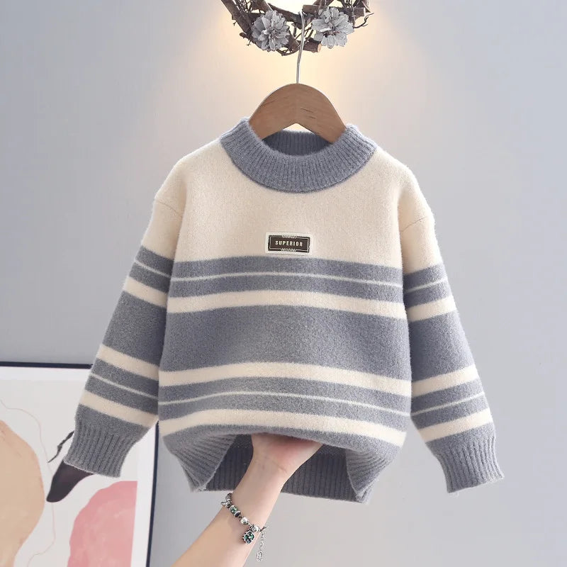 Pull Tricoté Garçon  - Rayures Automne Hiver