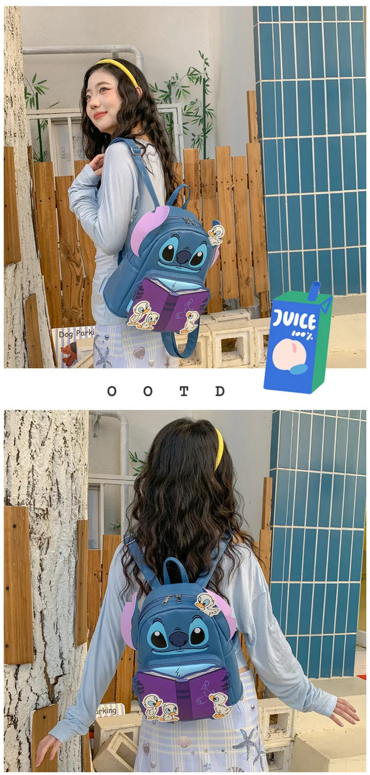 Sac à Dos Enfant Disney Marie & Stitch - Cartable PU Kawaii Fille Casual Outdoor Cadeau Épaules
