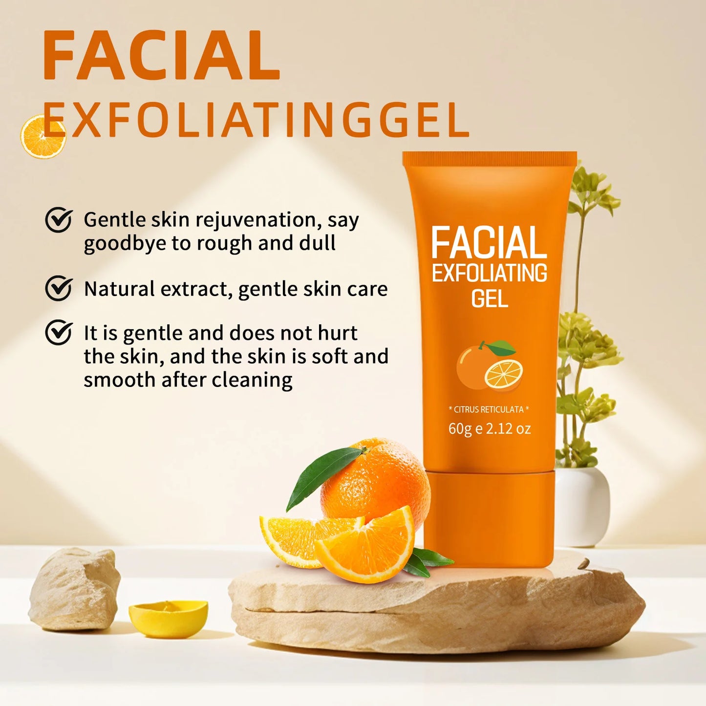 Gel Exfoliant Orange 60g - Gommage Visage Corps Hydratant Blanchissant Nettoyant Doux