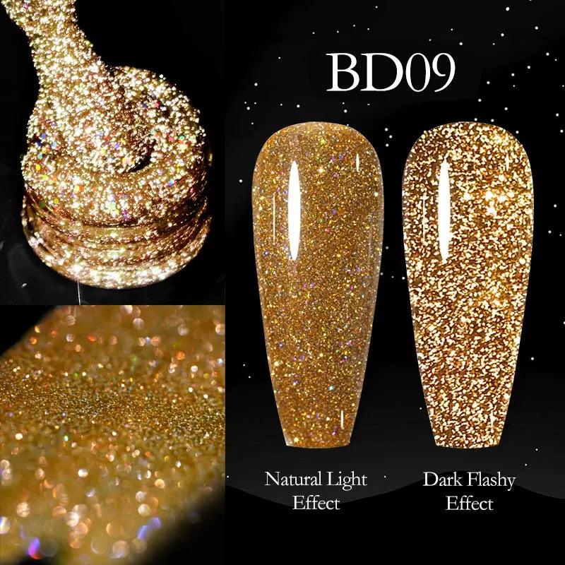 Vernis Gel Ongles Paillettes Réfléchissantes VENALISA - Néon Couverture Complète UV Manucure Nail Art