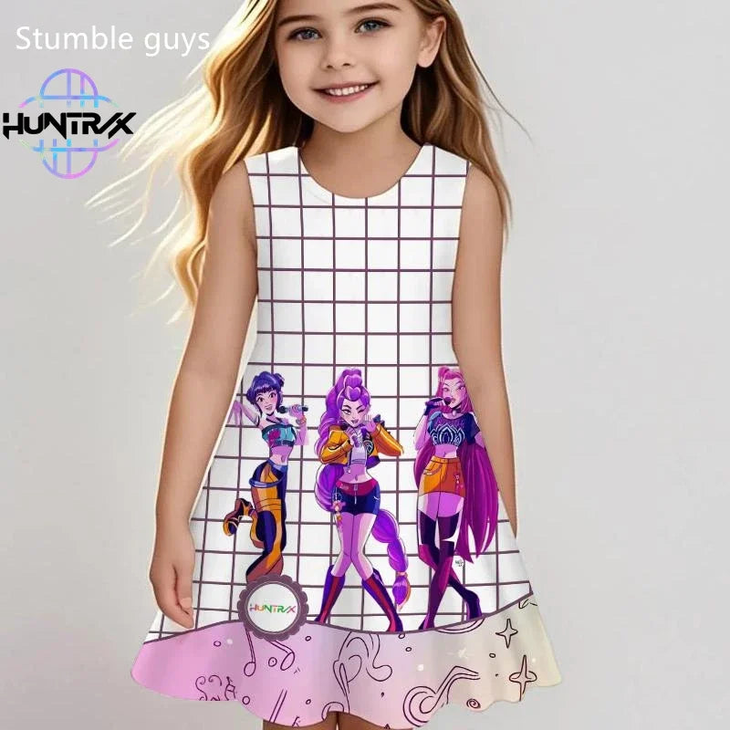 Robe Enfant Demon Slayer - Robe d'Été Fille Anime Kimetsu no Yaiba Casual Plage