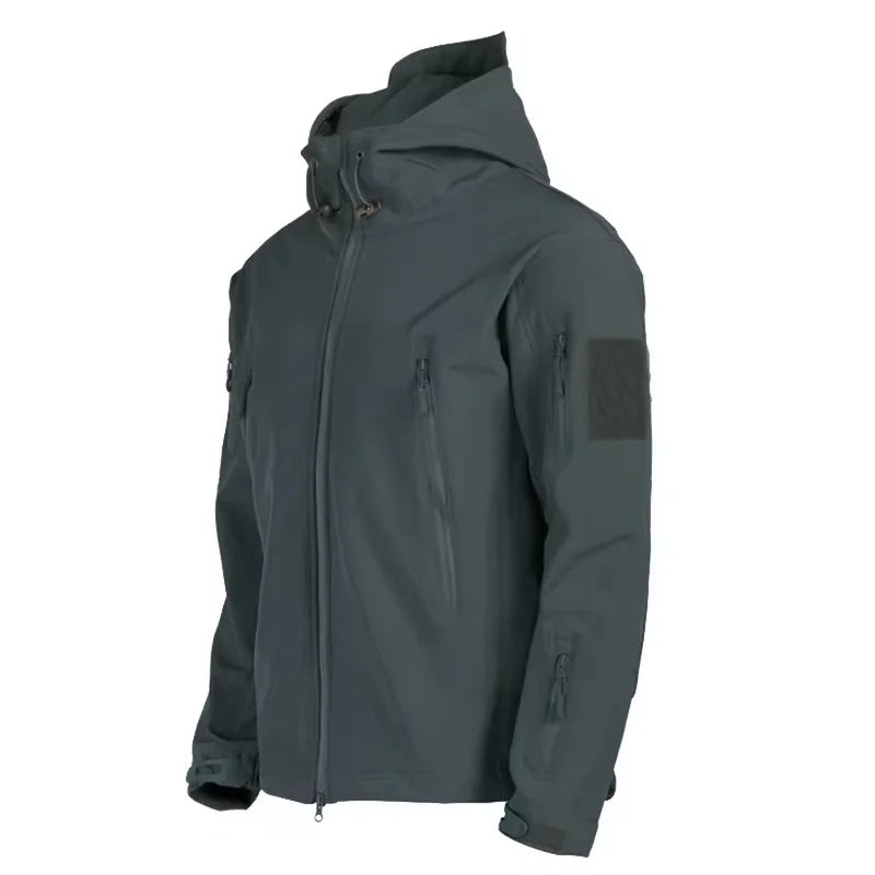 Veste Homme Shark Skin Softshell - Tactique Imperméable Coupe-Vent à Capuche Armée Bomber