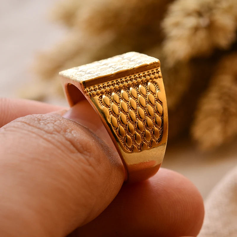 Bague Homme Couleur Or - Style Dubai Moyen-Orient