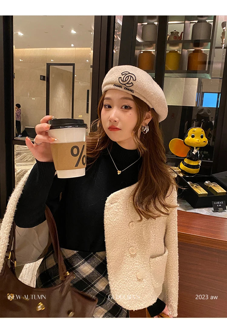 Pull Col Roulé Femme Hiver 2025 - Doublure Velours Épais Thermique Rétro