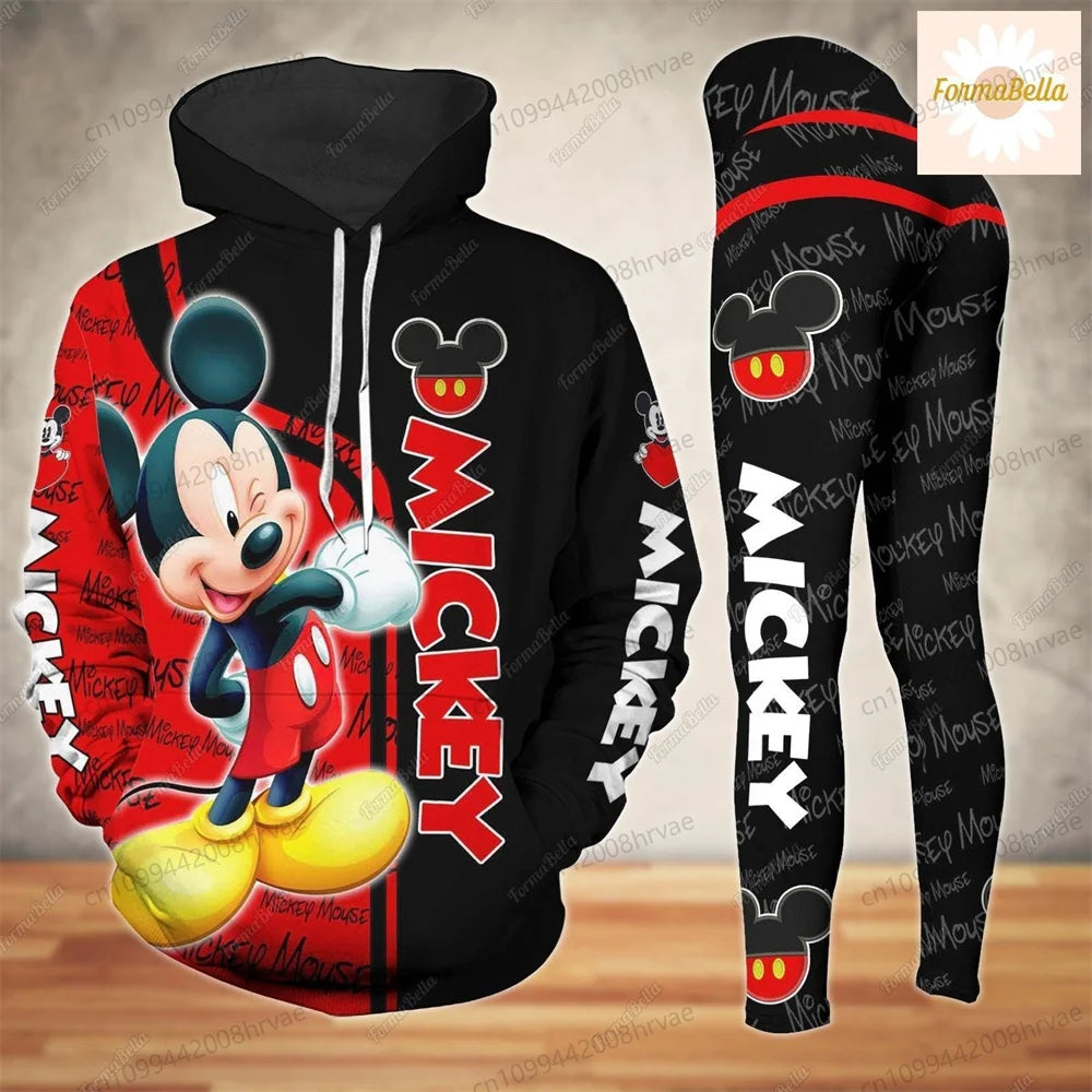 Ensemble Minnie Mouse Femme - Sweat à Capuche + Legging Yoga Disney Streetwear