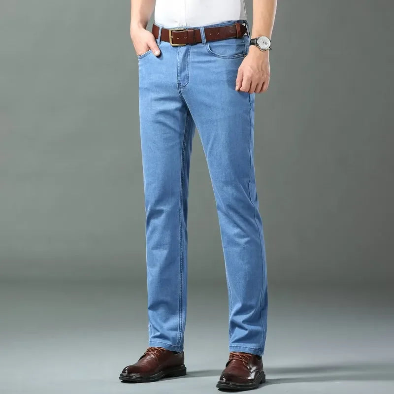Jean Denim Léger Homme - Bleu Stretch Coton Printemps Été