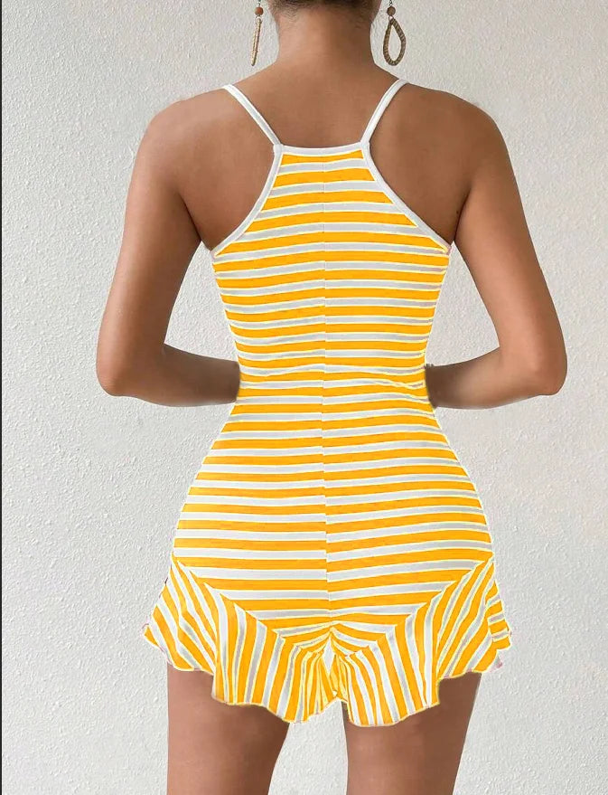 Combinaison Femme Élégante Casual Slim Fit - Française Bordure Volants Jumpsuit