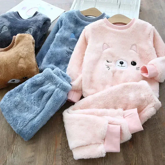 Pyjama Enfant Motif Ours - Ensemble Hiver Doux pour Tout-Petits