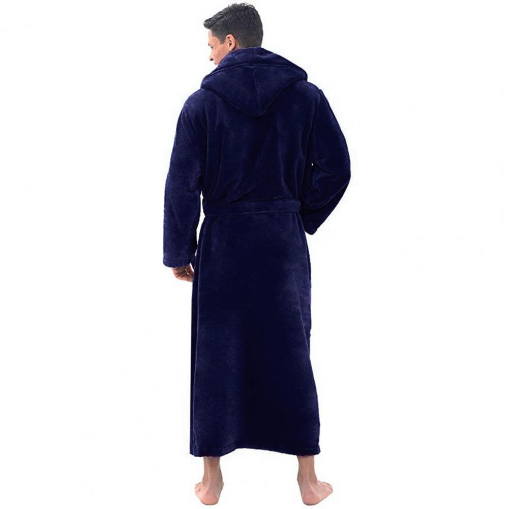 Peignoir Homme Flanelle à Capuche - Robe de Chambre Polaire Hiver