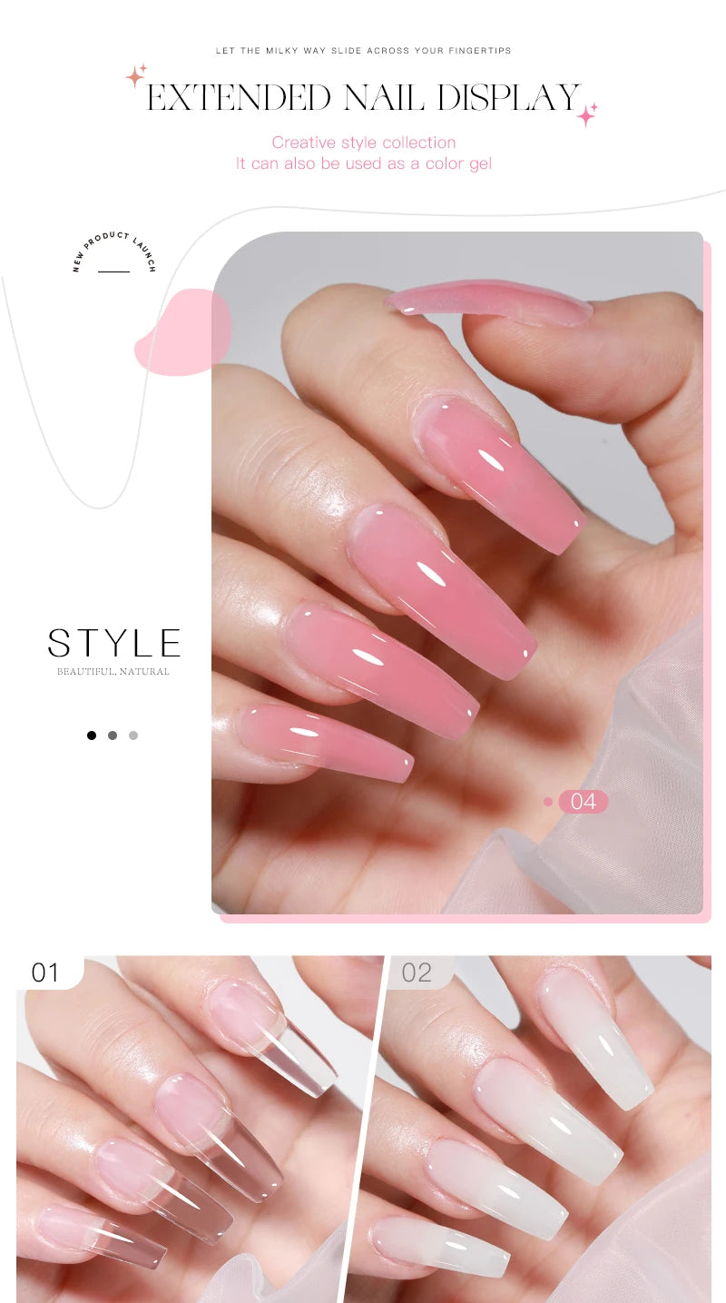 Gel Extension Ongles 15ml Poly Gel Acrylique UV LED Construction Rapide Modèle Cristal Sans Douleur Vernis Colle