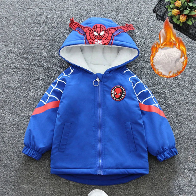 Parka Spiderman Garçon Ado - Manteau Hiver Réversible Chaud Long