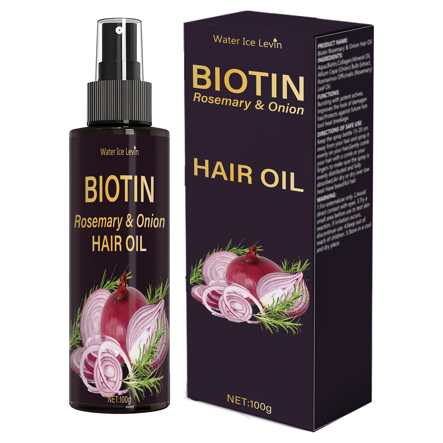 Spray Huile de Romarin 3-en-1 : Soin Cuir Chevelu et Cheveux, Formule à l'Oignon, Hydratant Brillance